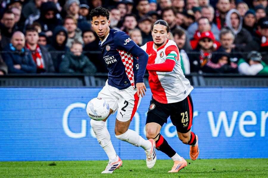 PSV's Anass Salah-Eddine (L) and Feyenoord's Anis Hadj Moussa will feature at the Africa Cup of Nations