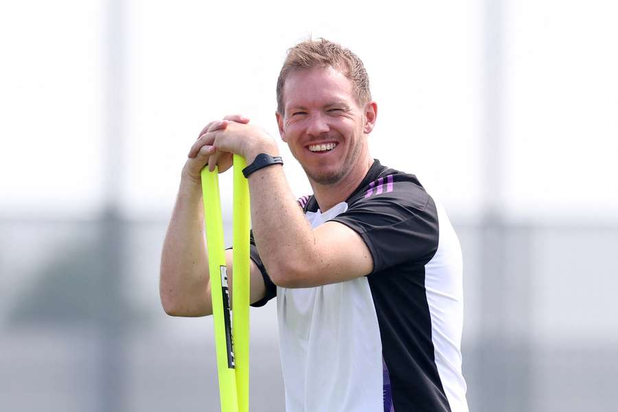 Julian Nagelsmann of Germany smiles during a training session
