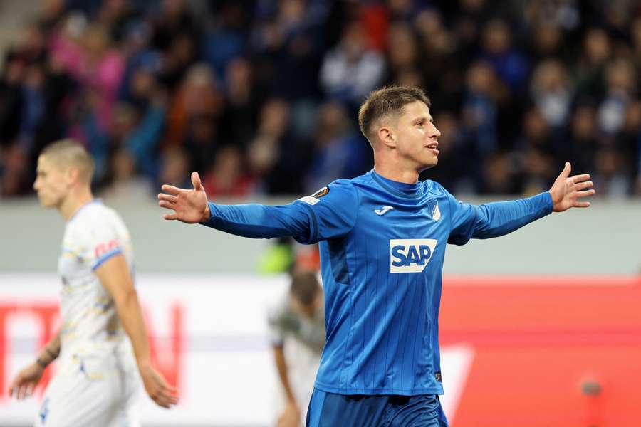 Hložek dal za Hoffenheim dva góly.