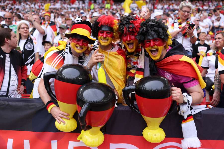 German fans pose for a photo at Euro 2024