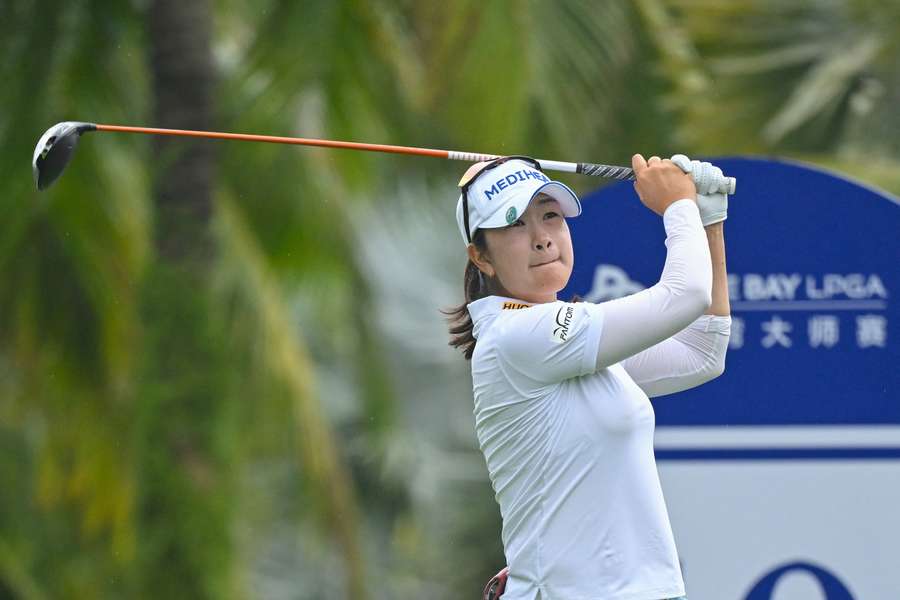 South Korea's Kim A-lim hits a tee shot during the first round of the LPGA Blue Bay tournament