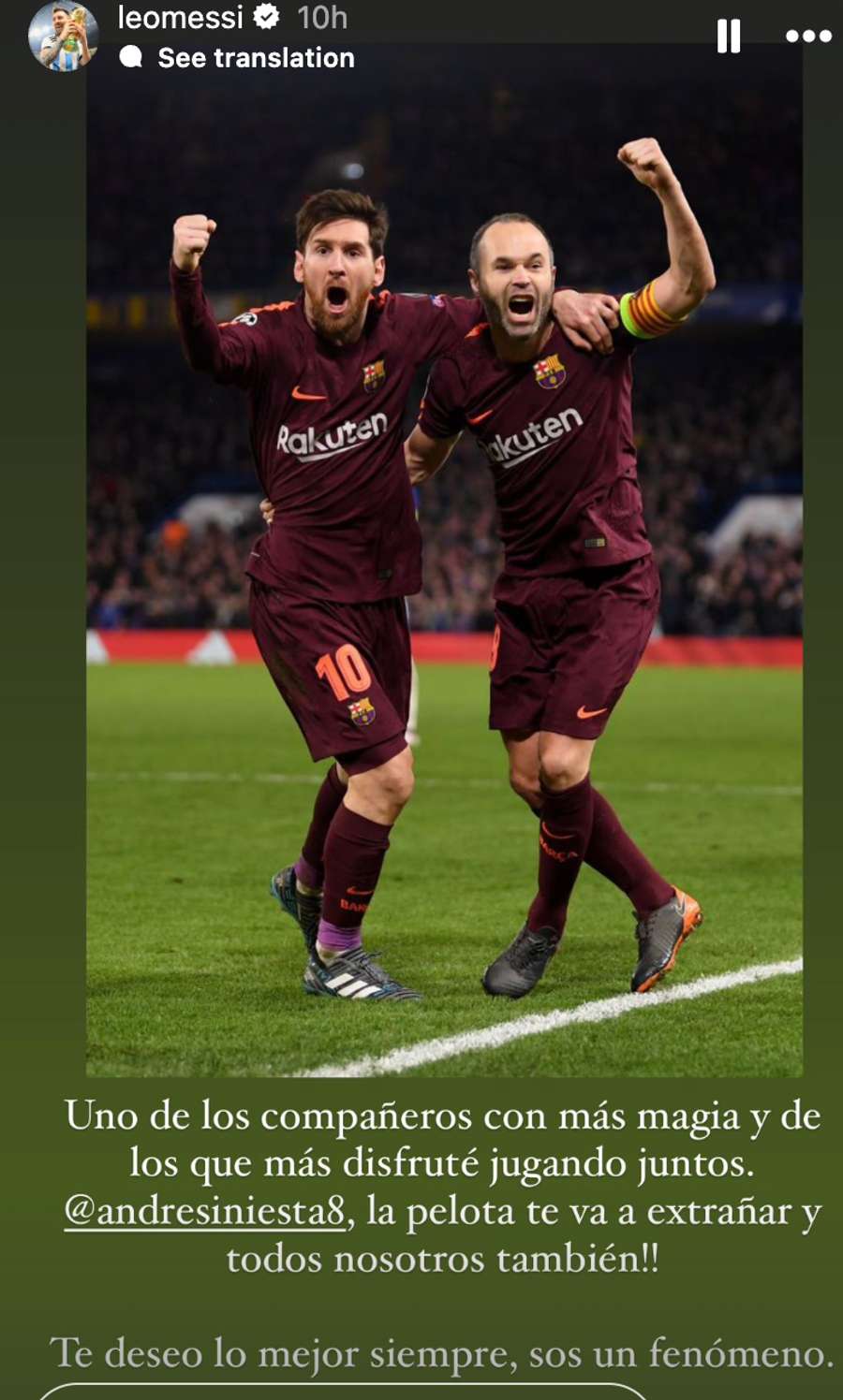 L'omaggio nelle stories di Messi