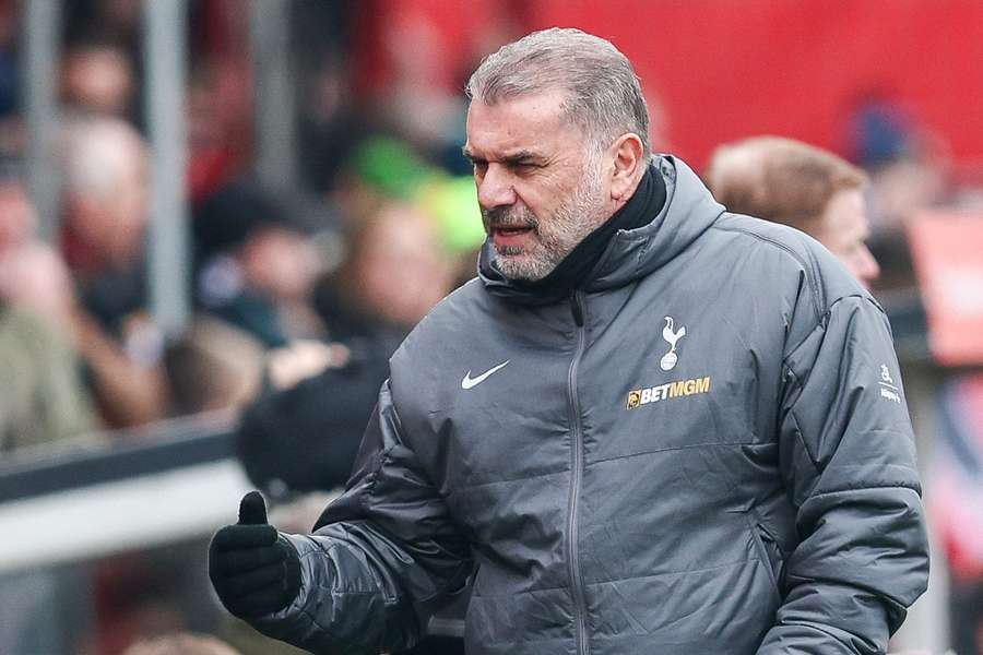 Ange Postecoglou reacts during Tottenham's FA Cup win over Tamworth