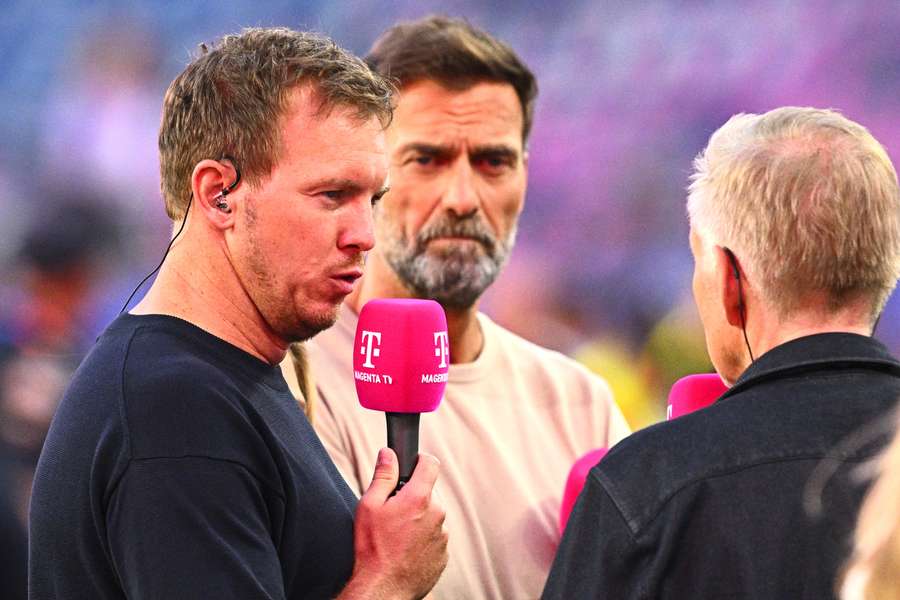 Julian Nagelsmann et Jürgen Klopp avant le match contre le Paraguay. Julian Nagelsmann et Jürgen Klopp avant le match contre le Paraguay.