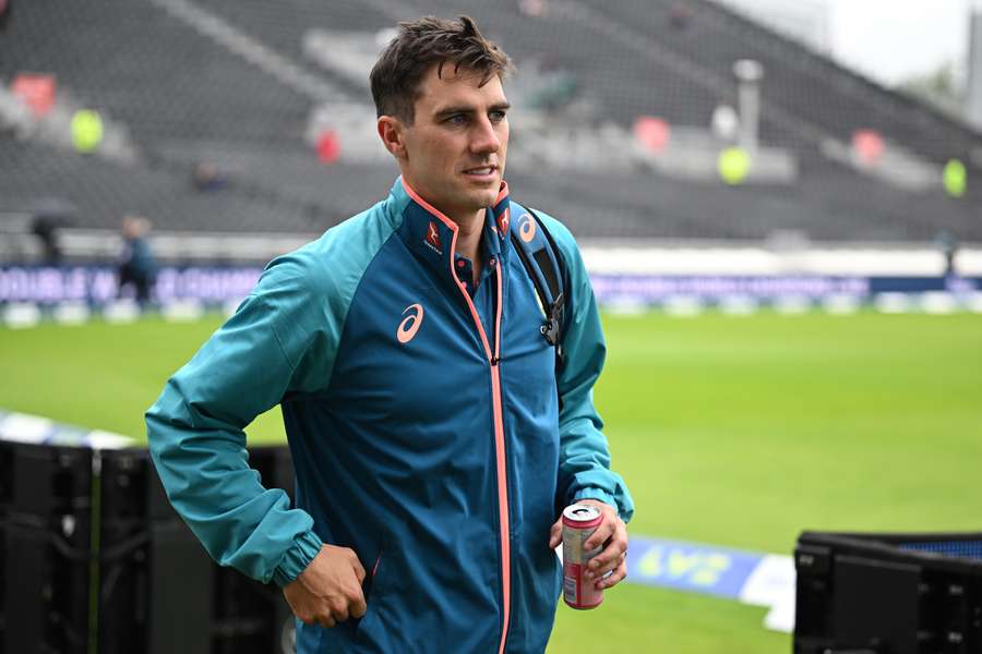 Pat Cummins arrives at a washed-out Old Trafford ahead of the final day of the fourth Ashes Test