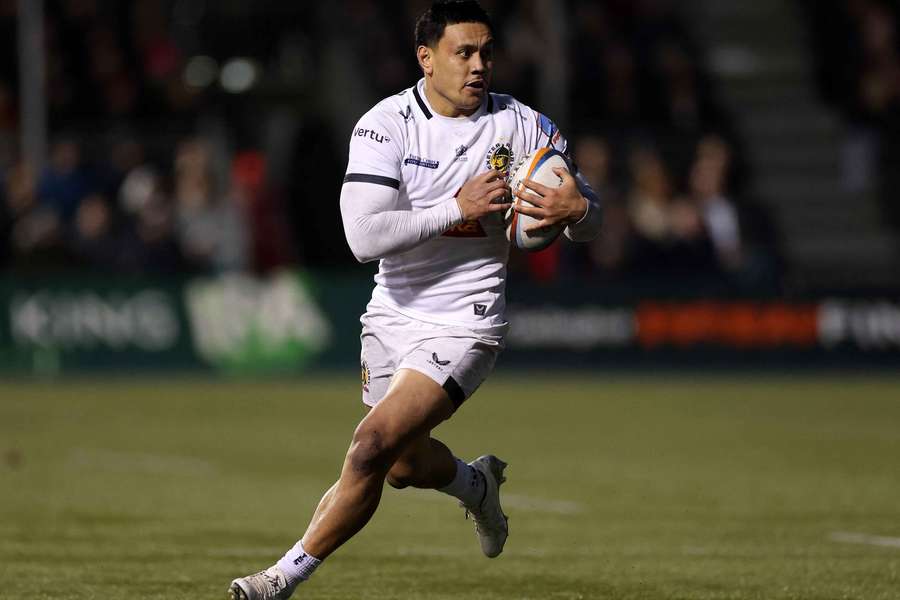 Len Ikitau carries the ball in a Premiership game against Saracens earlier this month.