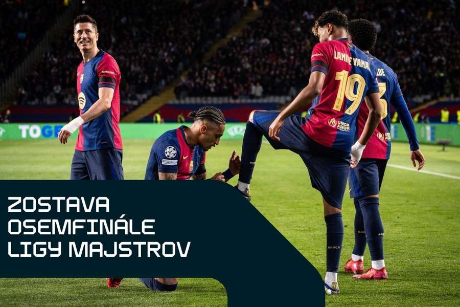 Raphinha leští Yamalovi kopačku po asistencii na gól.