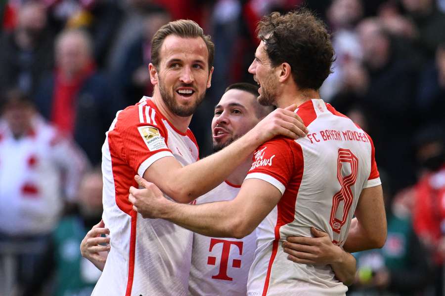 Kane celebrates Bayern's second goal in thrashing