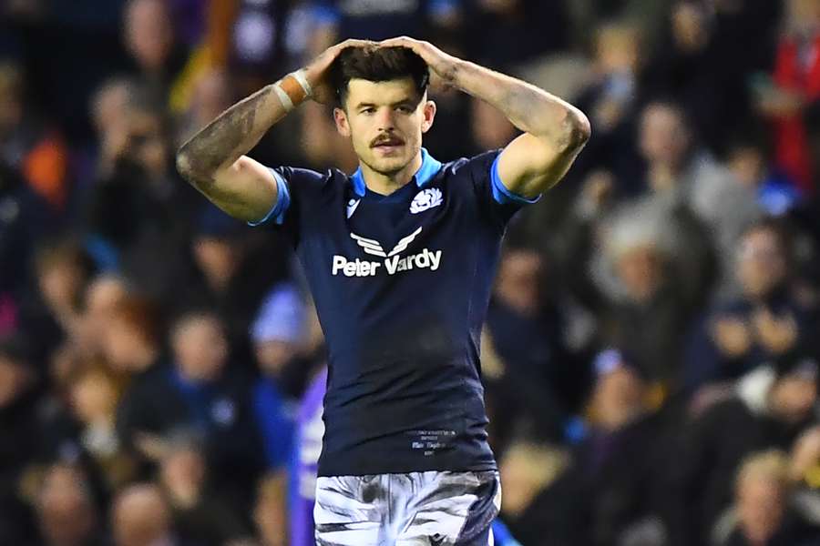 Kinghorn reacts after missing a late penalty during Scotland's Autumn Nations Series International match against Australia