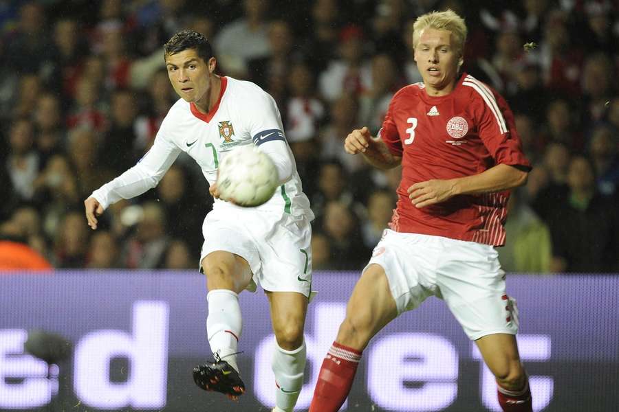 Ronaldo em ação contra a Dinamarca em 2010