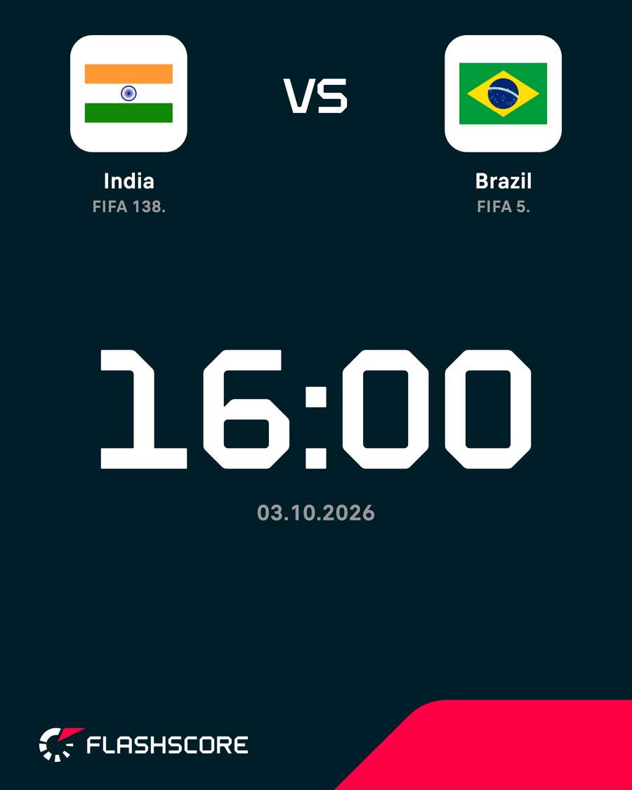 Brazil take on India on October 3rd at 4PM CET