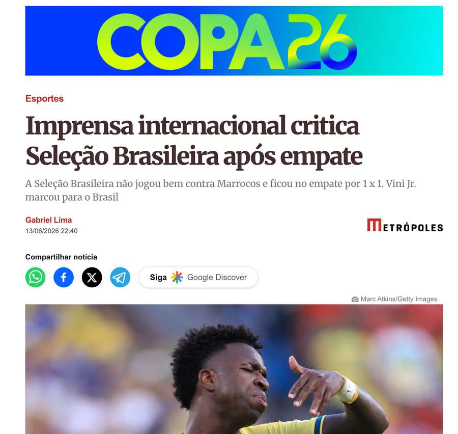 Por imprensa internacional, o Metrópoles quis dizer inglesa, espanhola e americana