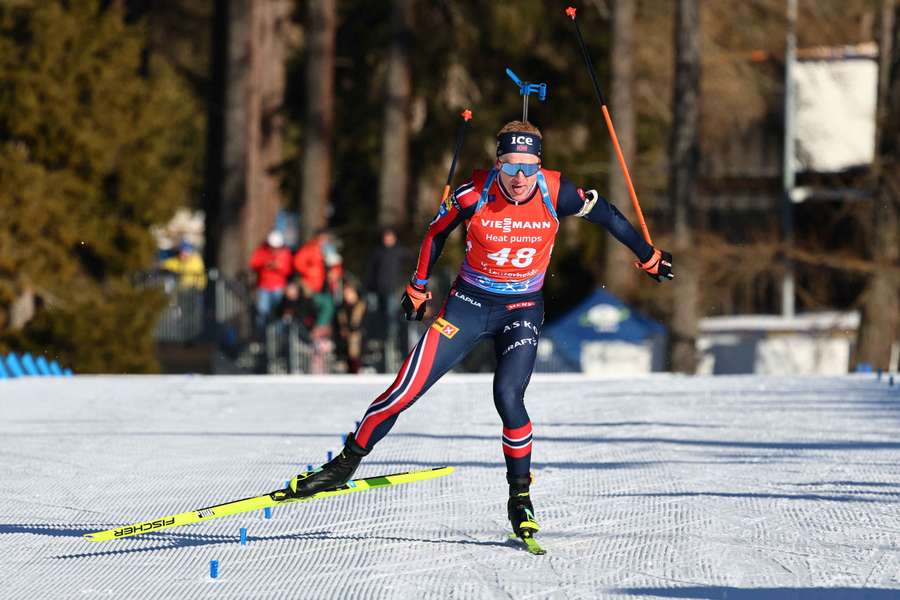 Norway's Johannes Thingnes Boe in action during the sprint final