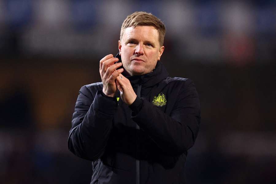 Newcastle United manager Eddie Howe celebrates after their FA Cup win