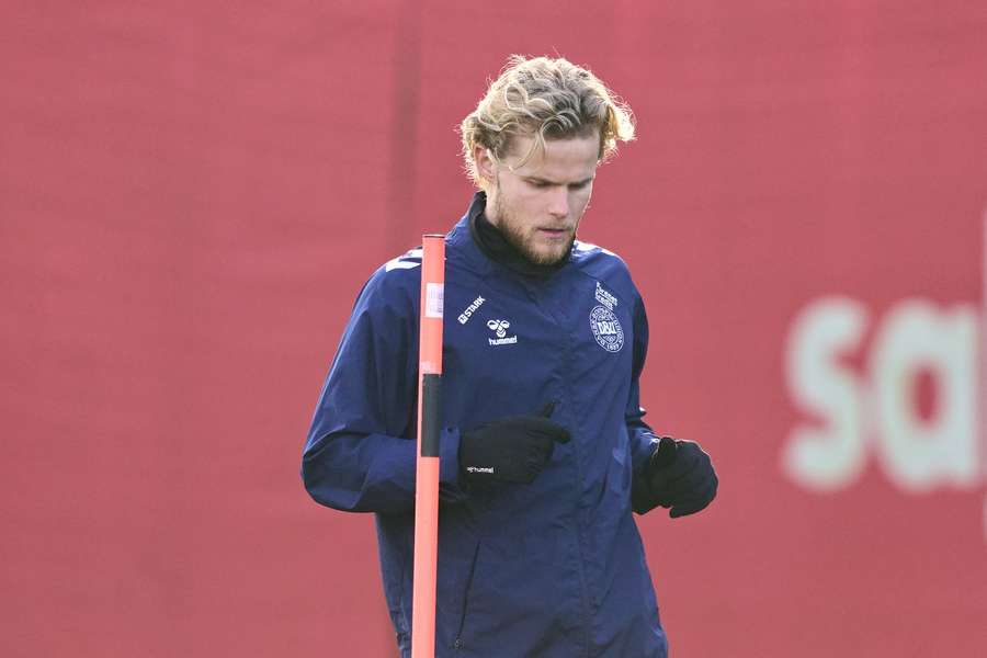 Morten Hjulmand, médio do Sporting e da Dinamarca Morten Hjulmand, médio do Sporting e da Dinamarca