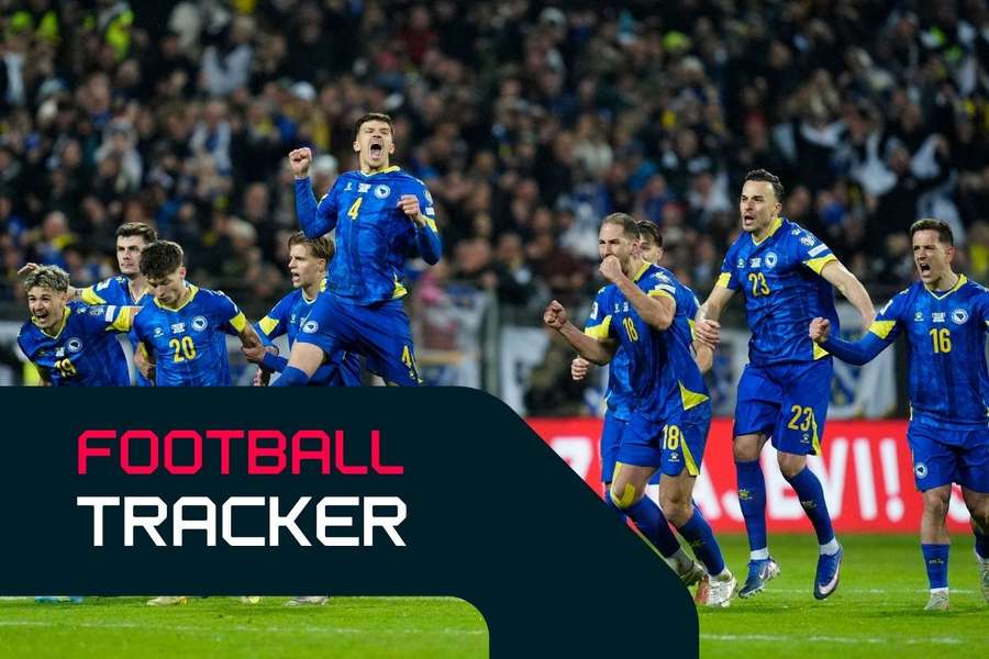 Bosnia celebrate their shootout win