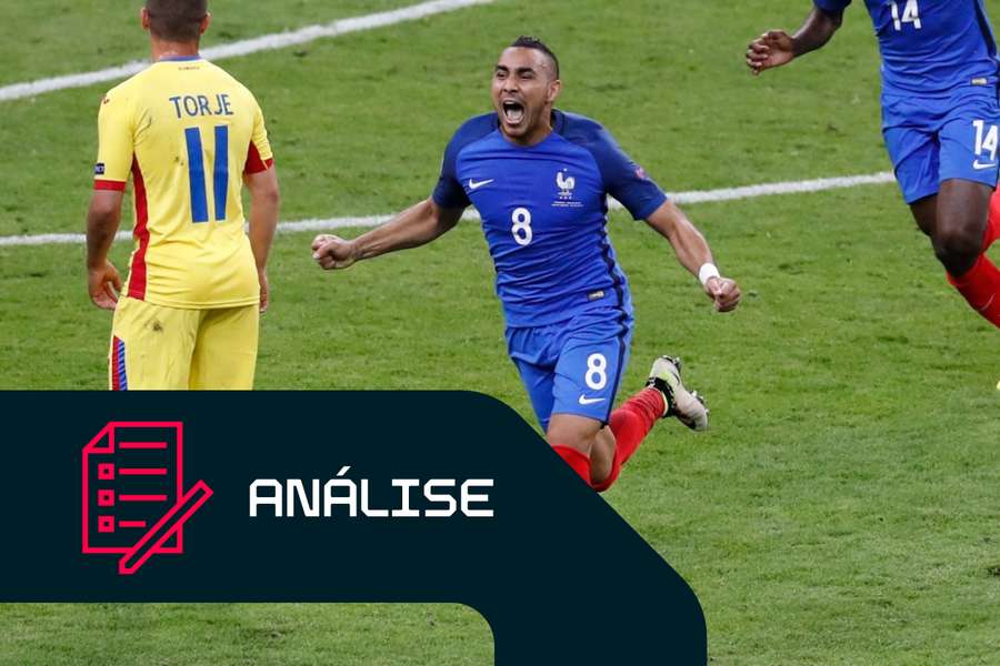 Dimitri Payet celebra o golo da vitória de França na abertura do Euro-2016