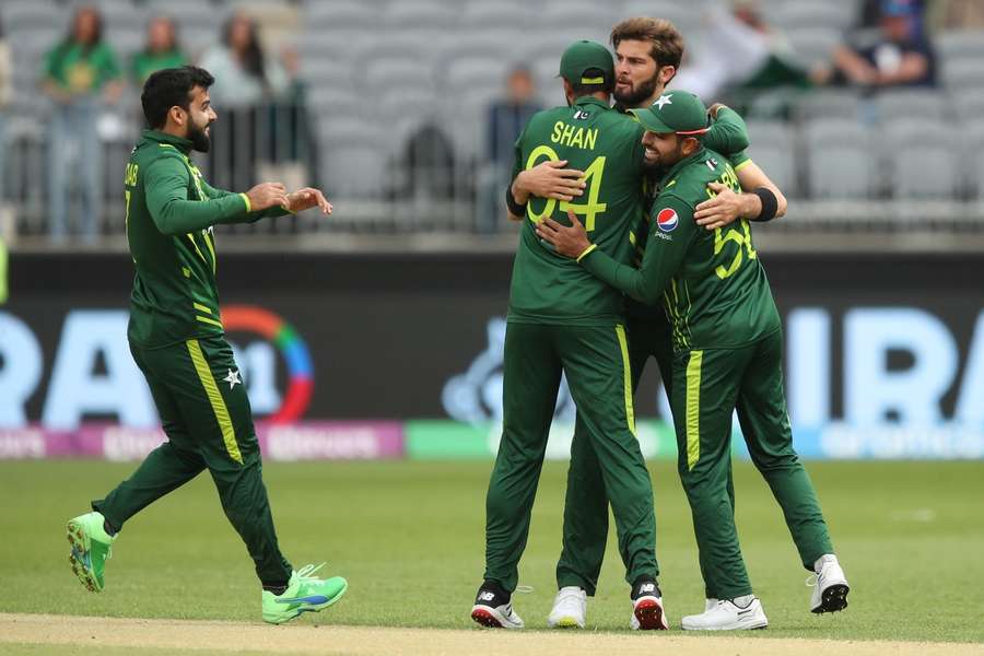 Shaheen Shah Afridi celebrates a wicket