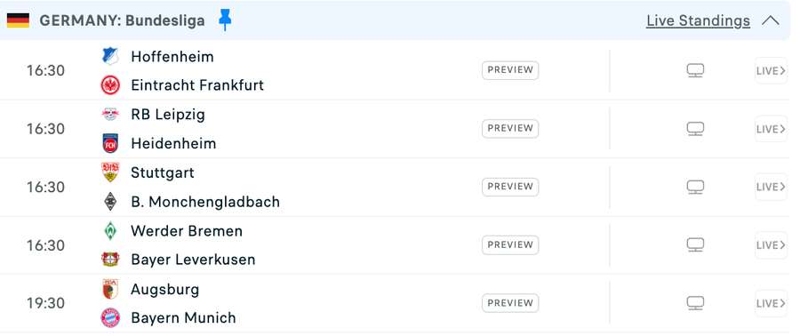 Program Bundesliga Program Bundesliga