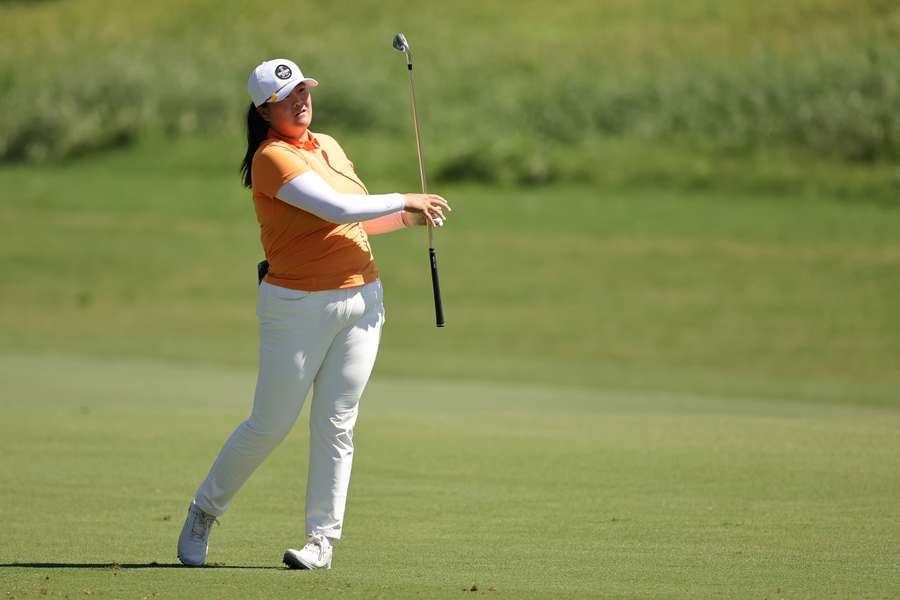Angel Yin of the United States plays an approach shot