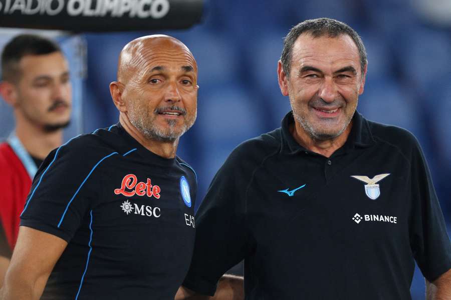 L'allora tecnico del Napoli, Luciano Spalletti e Maurizio Sarri