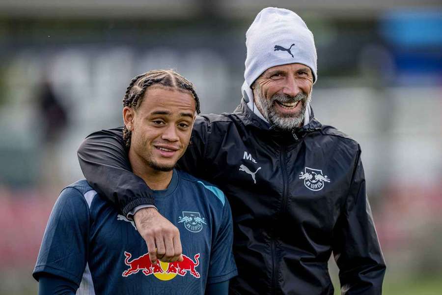 Rose (r.) und Xavi im Training von Leipzig