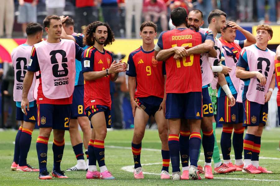 Los jugadores españoles celebran el pase a semifinales del Mundial Los jugadores españoles celebran el pase a semifinales del Mundial