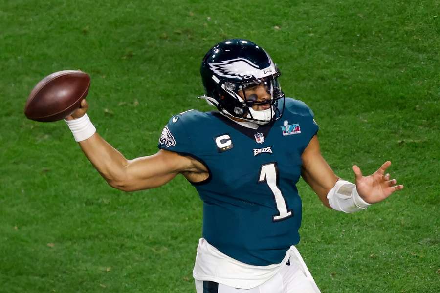 Jalen Hurts în timpul Super Bowl-ului din 2023