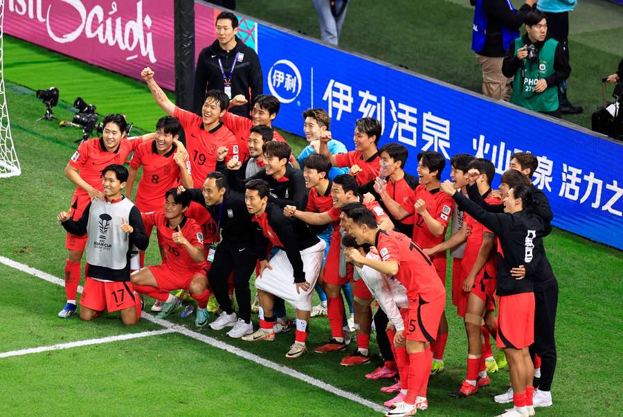 Zuid-Korea viert hun overwinning in de kwartfinale