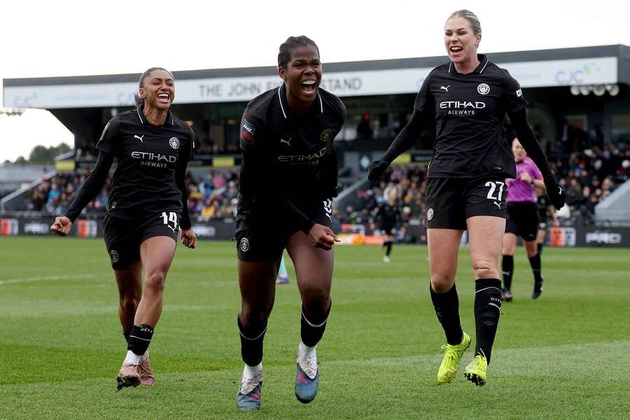 Bunny Shaw celebrates after scoring Man City's second goal
