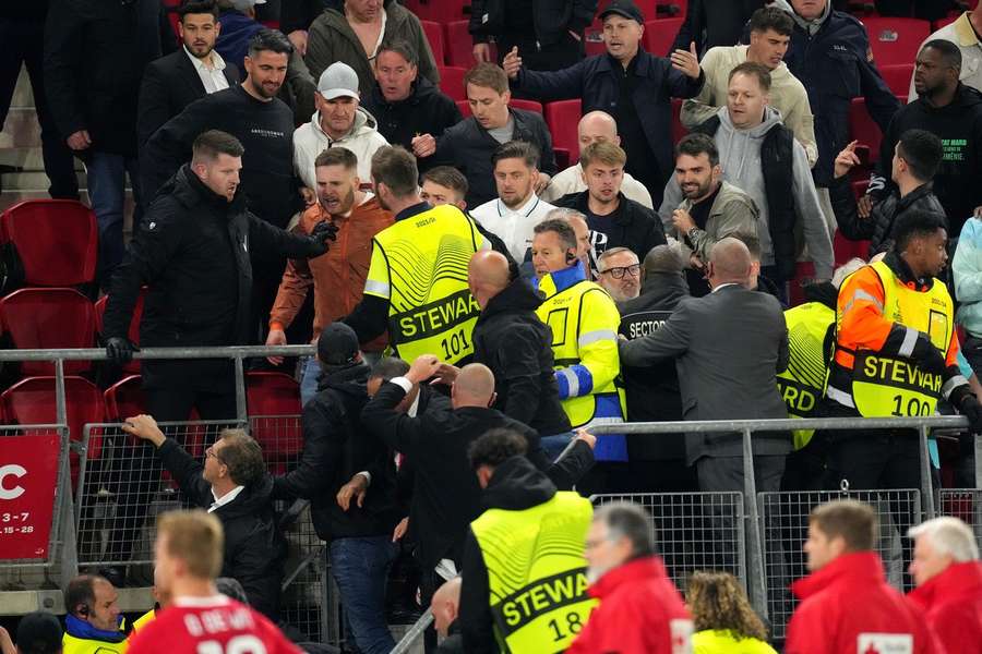 Supporters of Dutch club AZ Alkmaar clashed with riot police and West Ham fans