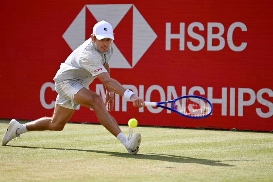 De Minaur in action during his Queen's match De Minaur in action during his Queen's match