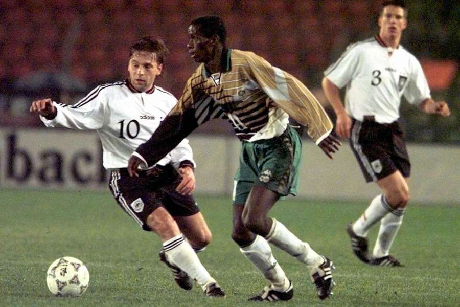 Current South Africa assistant coach Helman Mkhalele scored in the 2-2 draw in 1997 Current South Africa assistant coach Helman Mkhalele scored in the 2-2 draw in 1997