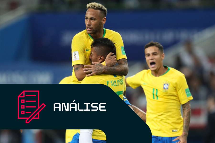 Neymar celebra golo do Brasil no Mundial-2018