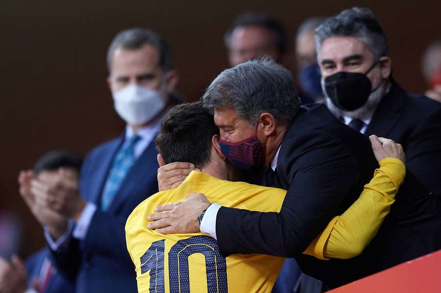 Joan Laporta și Lionel Messi, în 2021