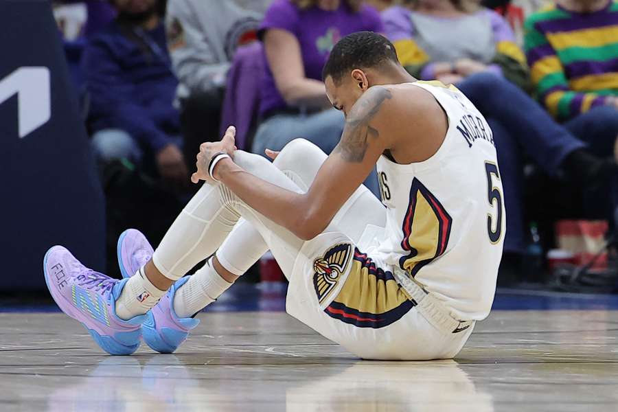 New Orleans Pelicans guard Dejounte Murray reacting to his torn Achilles (January 31, 2025)