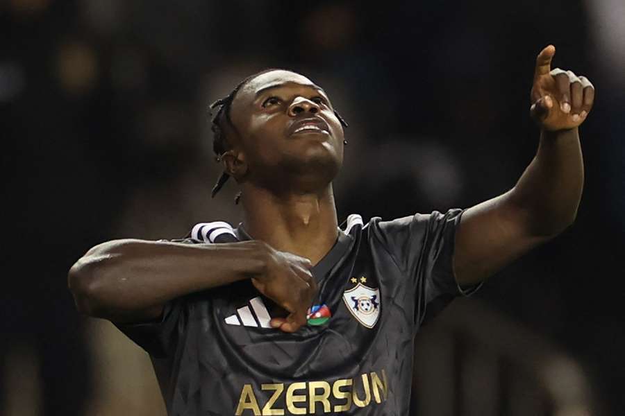 Emmanuel Addai celebrates his first Champions League goal as Qarabag beat Copenhagen 2-0 in the league phase