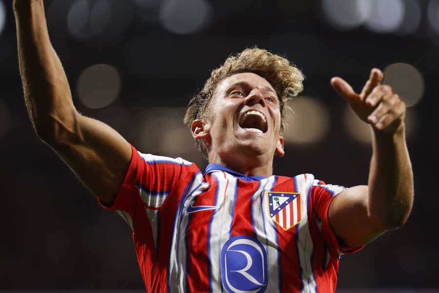 Marcos Llorente comemora o seu golo contra o Girona