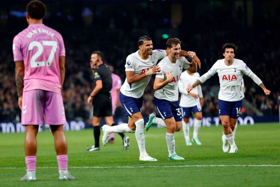 Tottenham's Ben Davies celebrates scoring against Coventry City