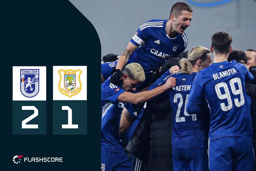 FC U Craiova a învins-o pe CS Mioveni cu 2-1, în Superligă