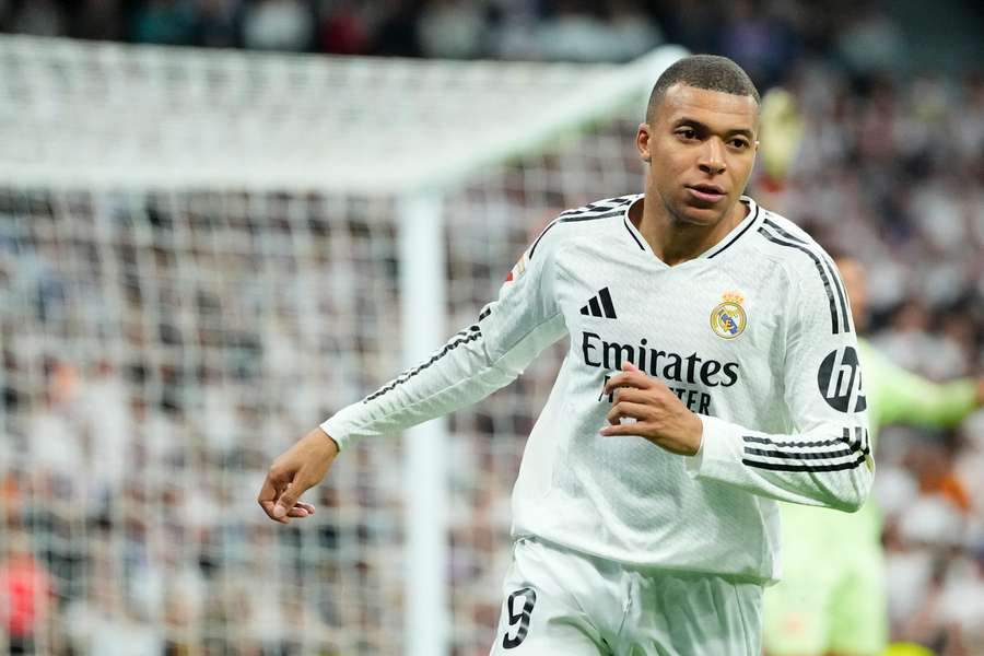 Kylian Mbappe pictured competing for Real Madrid against Girona