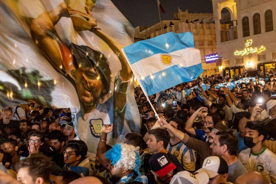 Argentina fans gather in Doha ahead of Sunday's World Cup final.