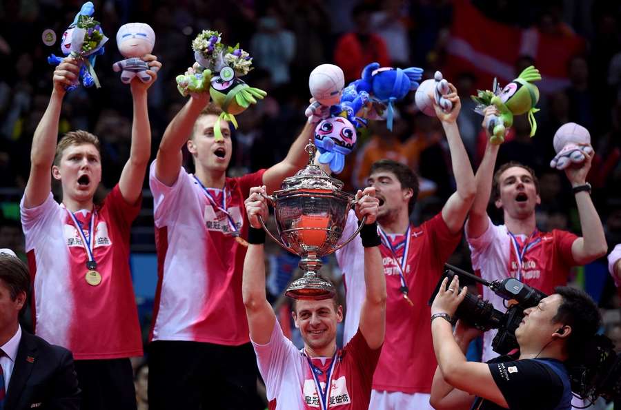 Denmark celebrate winning the Thomas Cup in 2018