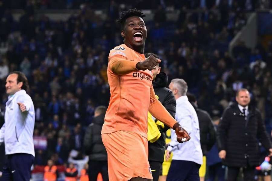 Os festejos de André Onana no Estádio do Dragão Os festejos de André Onana no Estádio do Dragão
