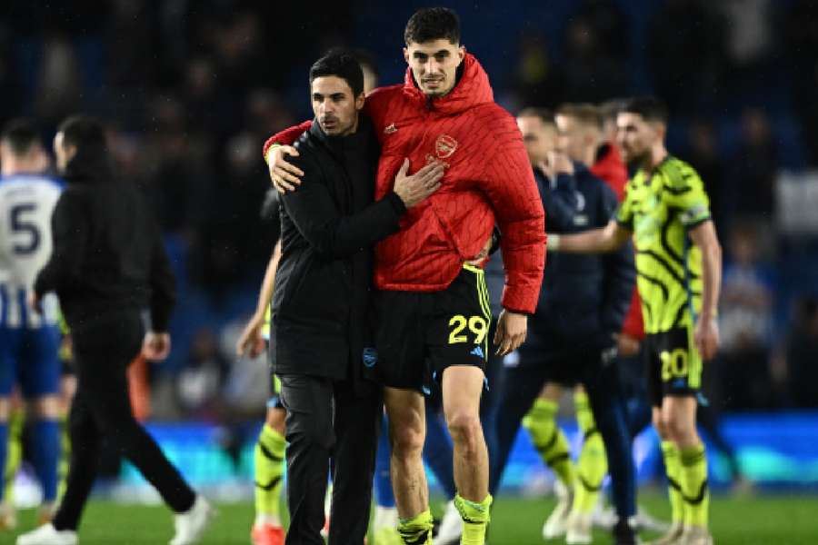 Arteta and Havertz after the game