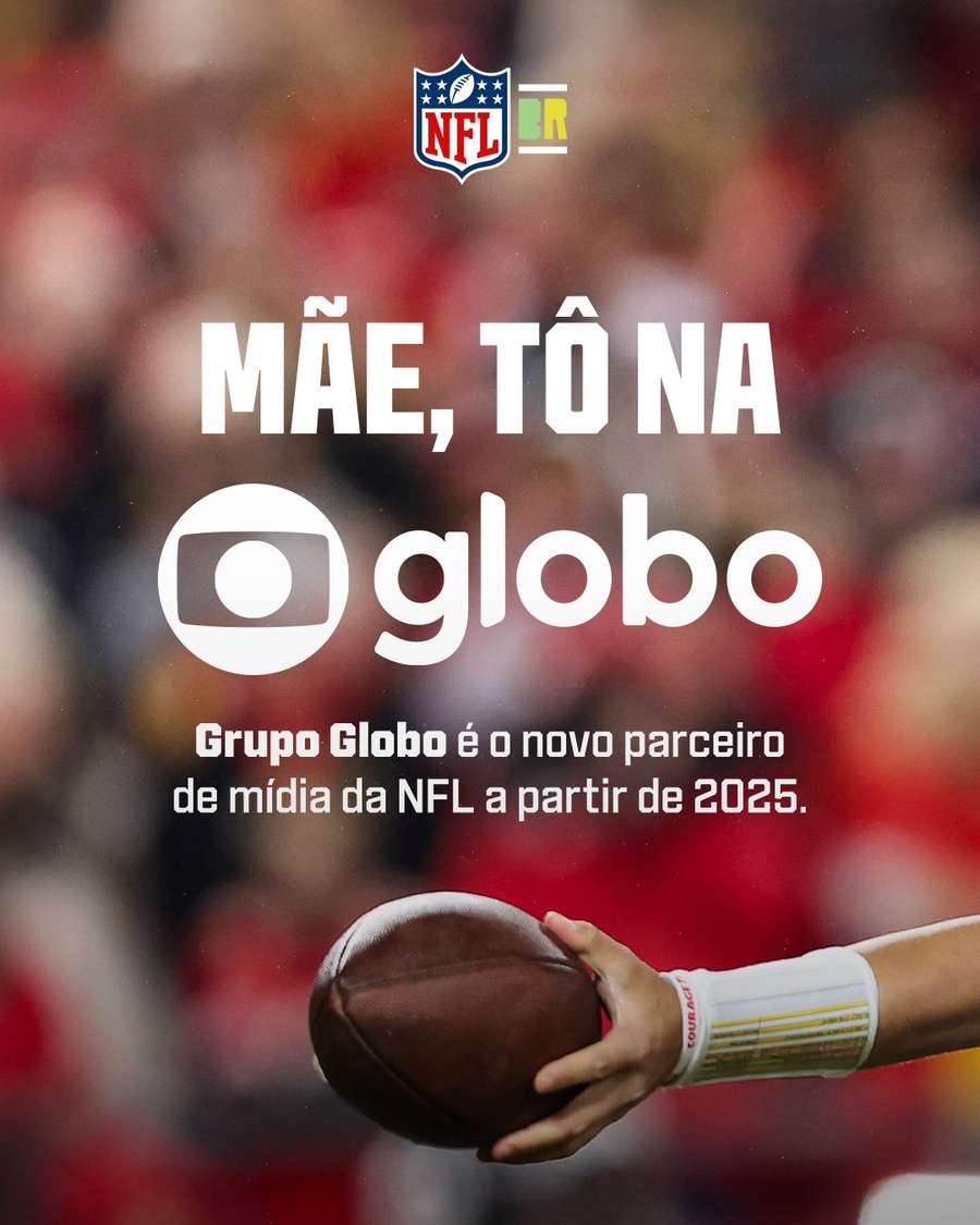 Pancarta anunciando la llegada de la NFL al Grupo Globo Pancarta anunciando la llegada de la NFL al Grupo Globo