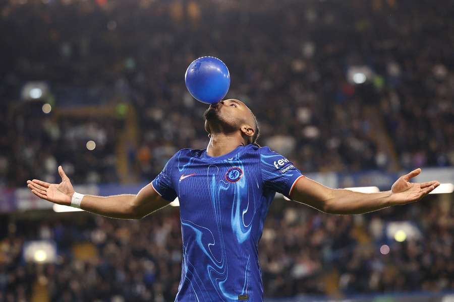 Christopher Nkunku en pleine célébration avec Chelsea.