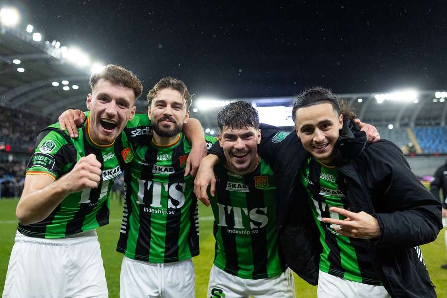 GAIS players celebrate European qualification at full-time GAIS players celebrate European qualification at full-time