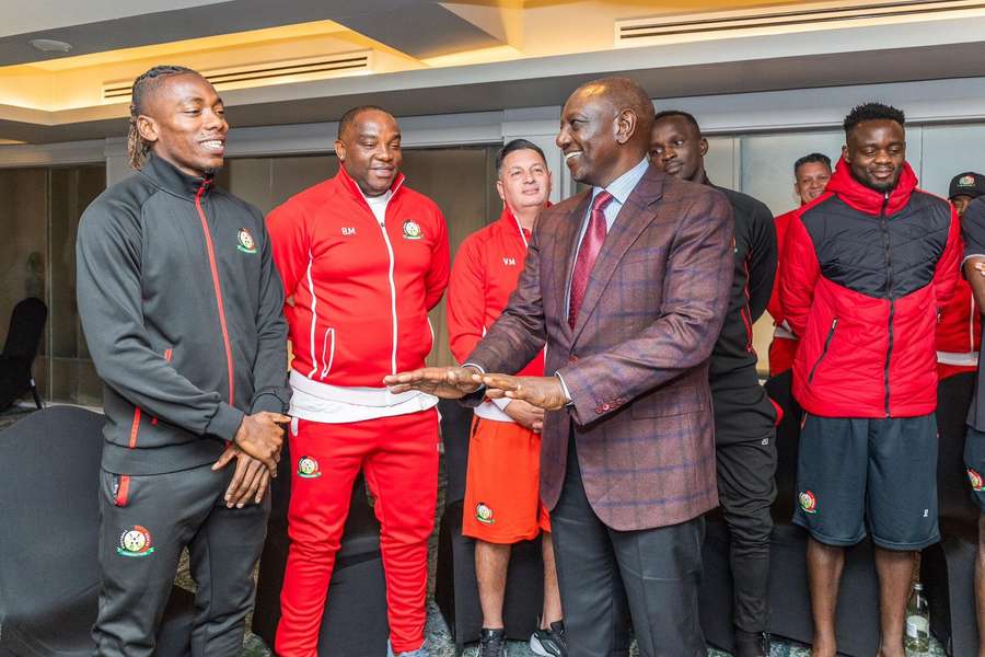 President Ruto with Kenya captain Aboud Omar during the visit