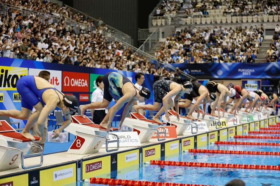 Probă la Campionatul Mondial de Natație din Japonia